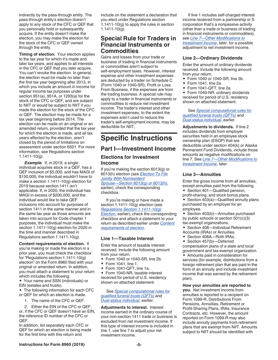 Instructions for IRS Form 8960 Net Investment Income Tax - Individuals, Estates, and Trusts, Page 5
