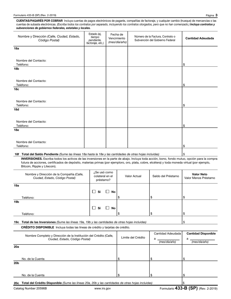 Formulario 433-B (SP) Informacion De Cobro Para Los Negocios (Spanish), Page 3