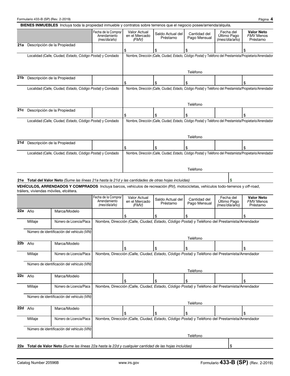 Formulario 433-B (SP) Informacion De Cobro Para Los Negocios (Spanish), Page 4