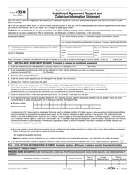 Document preview: IRS Form 433-H Installment Agreement Request and Collection Information Statement