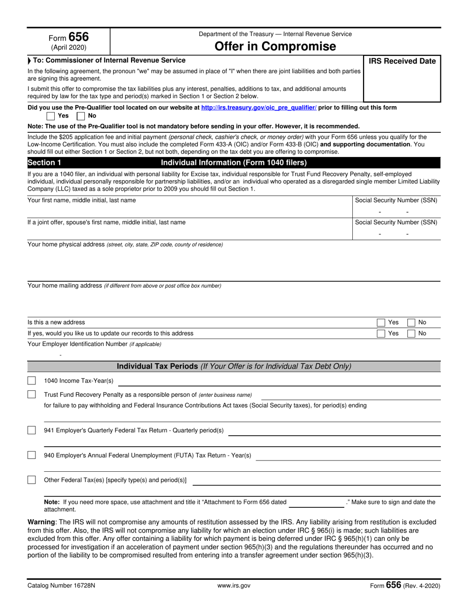 IRS Form 656 Offer in Compromise, Page 2