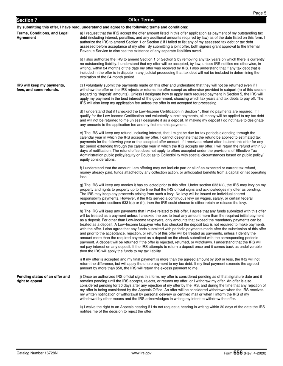 IRS Form 656 Offer in Compromise, Page 6
