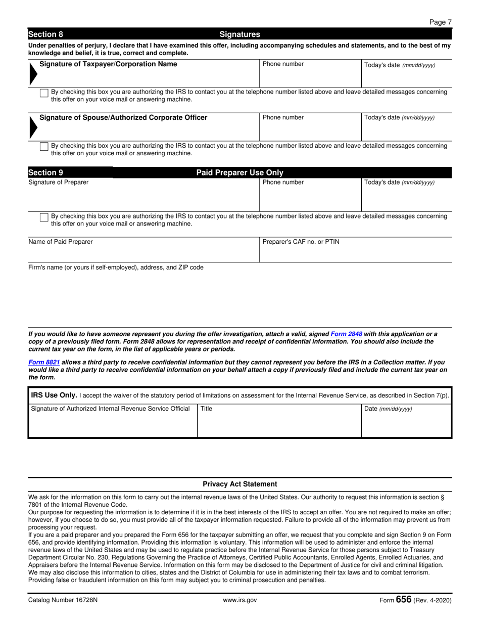 IRS Form 656 Offer in Compromise, Page 8