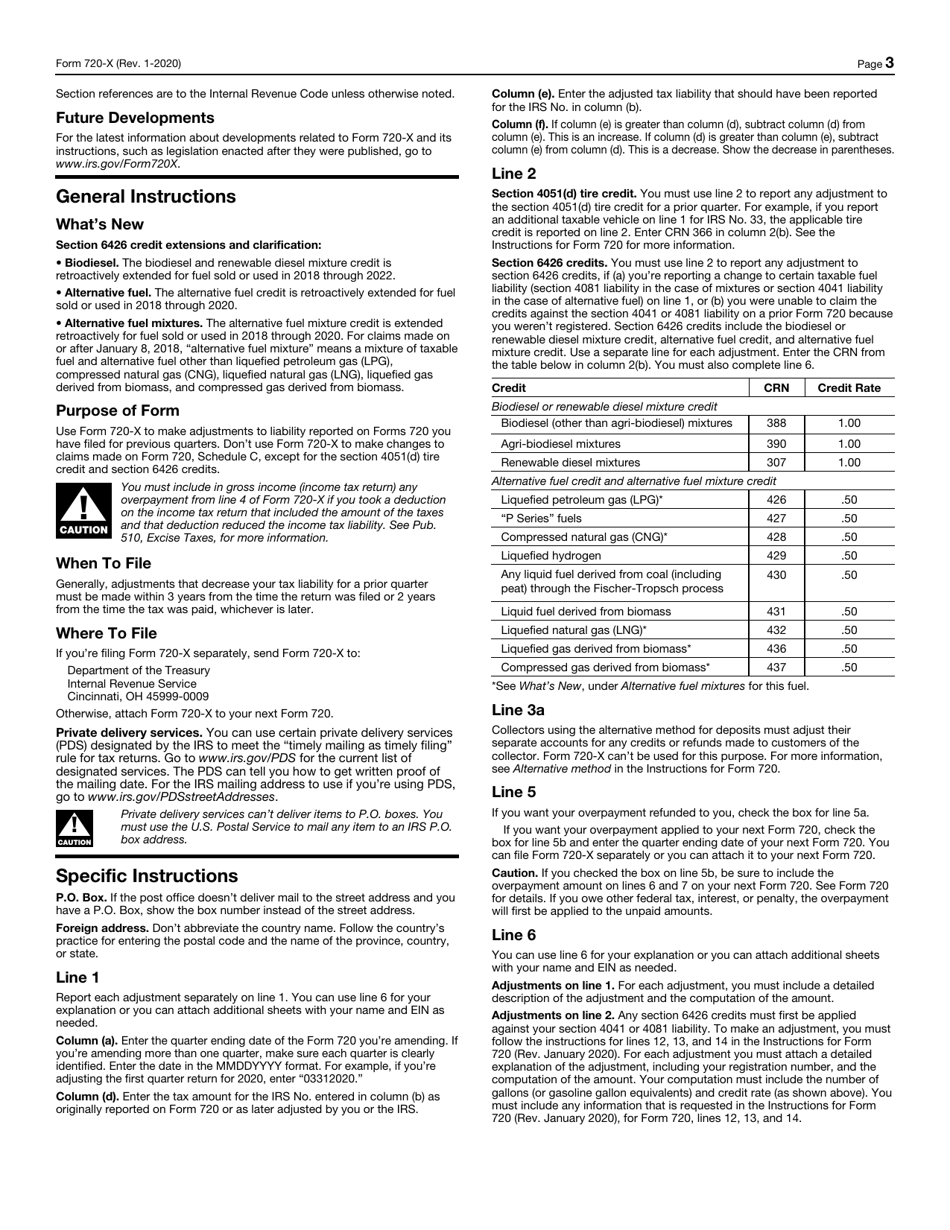 IRS Form 720-X Amended Quarterly Federal Excise Tax Return, Page 3