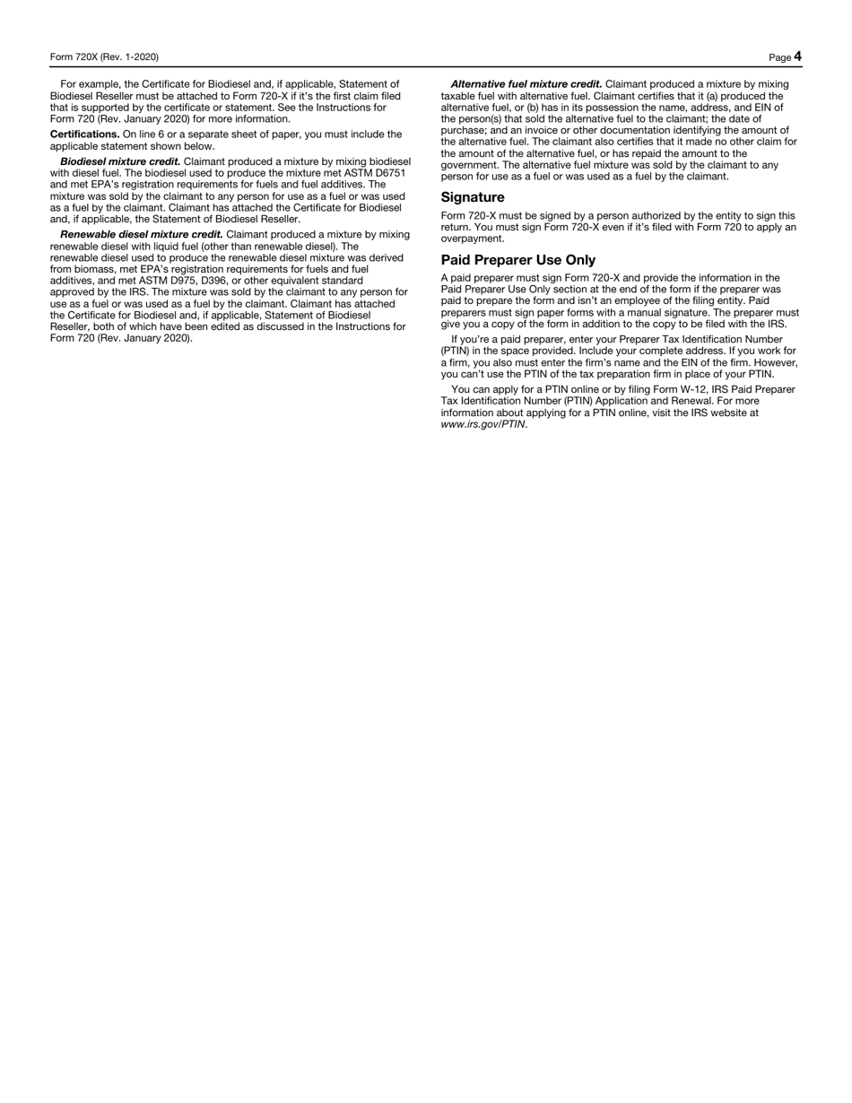 IRS Form 720-X Amended Quarterly Federal Excise Tax Return, Page 4