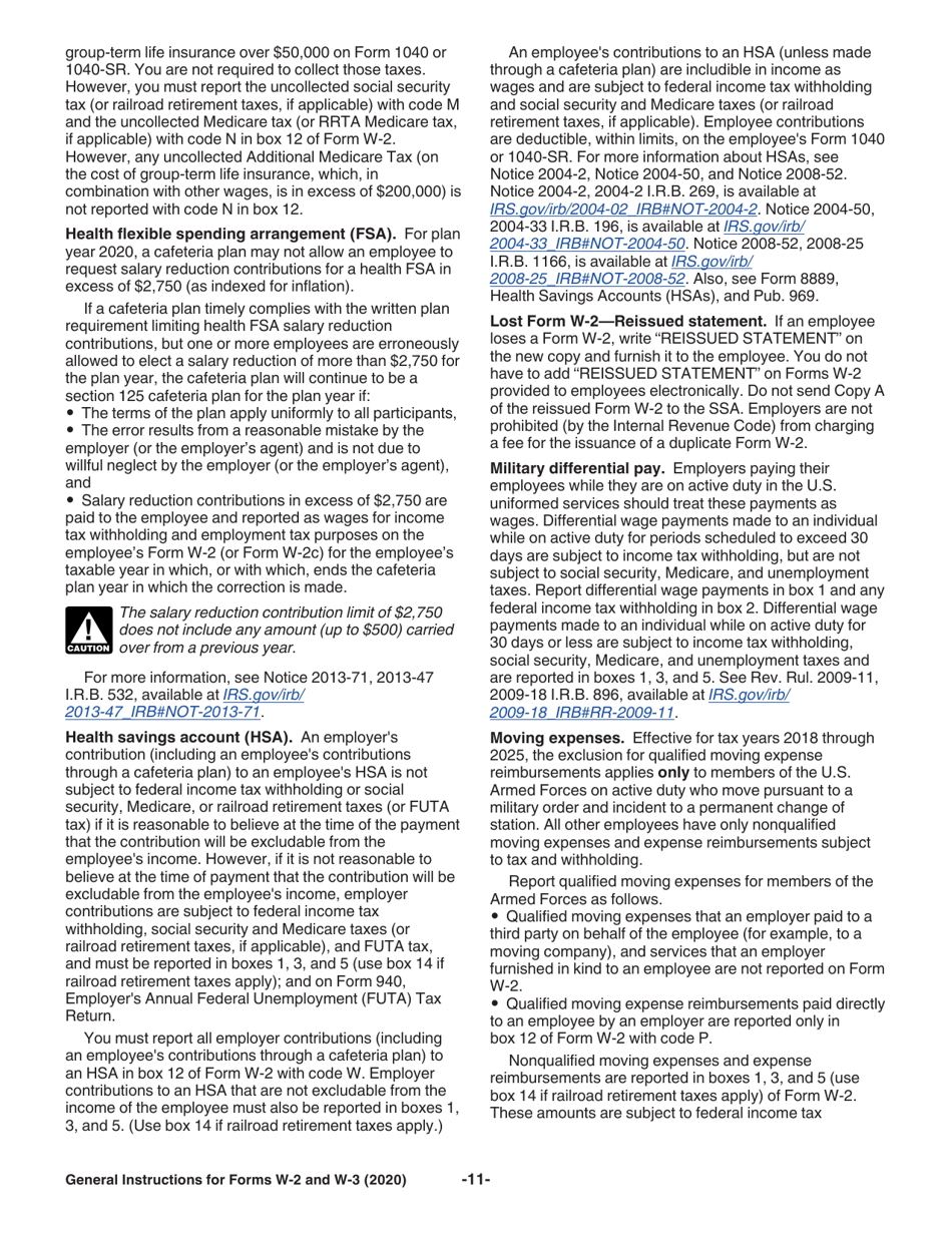 Instructions for IRS Form W-2, W-3, W-2AS, W-2CM, W-2GU, W-2VI, W-3SS, W-2C, W-3C, Page 11