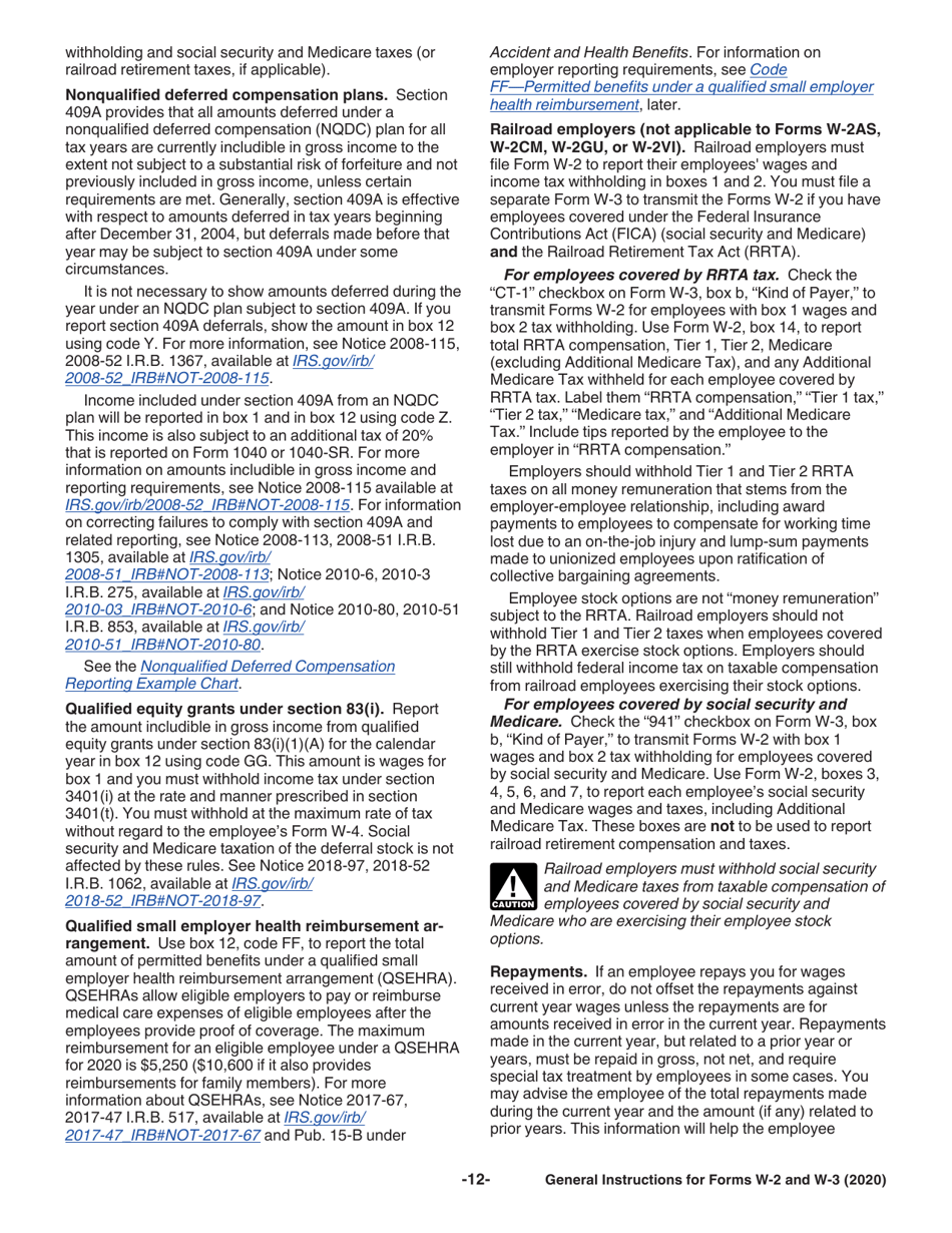 Instructions for IRS Form W-2, W-3, W-2AS, W-2CM, W-2GU, W-2VI, W-3SS, W-2C, W-3C, Page 12