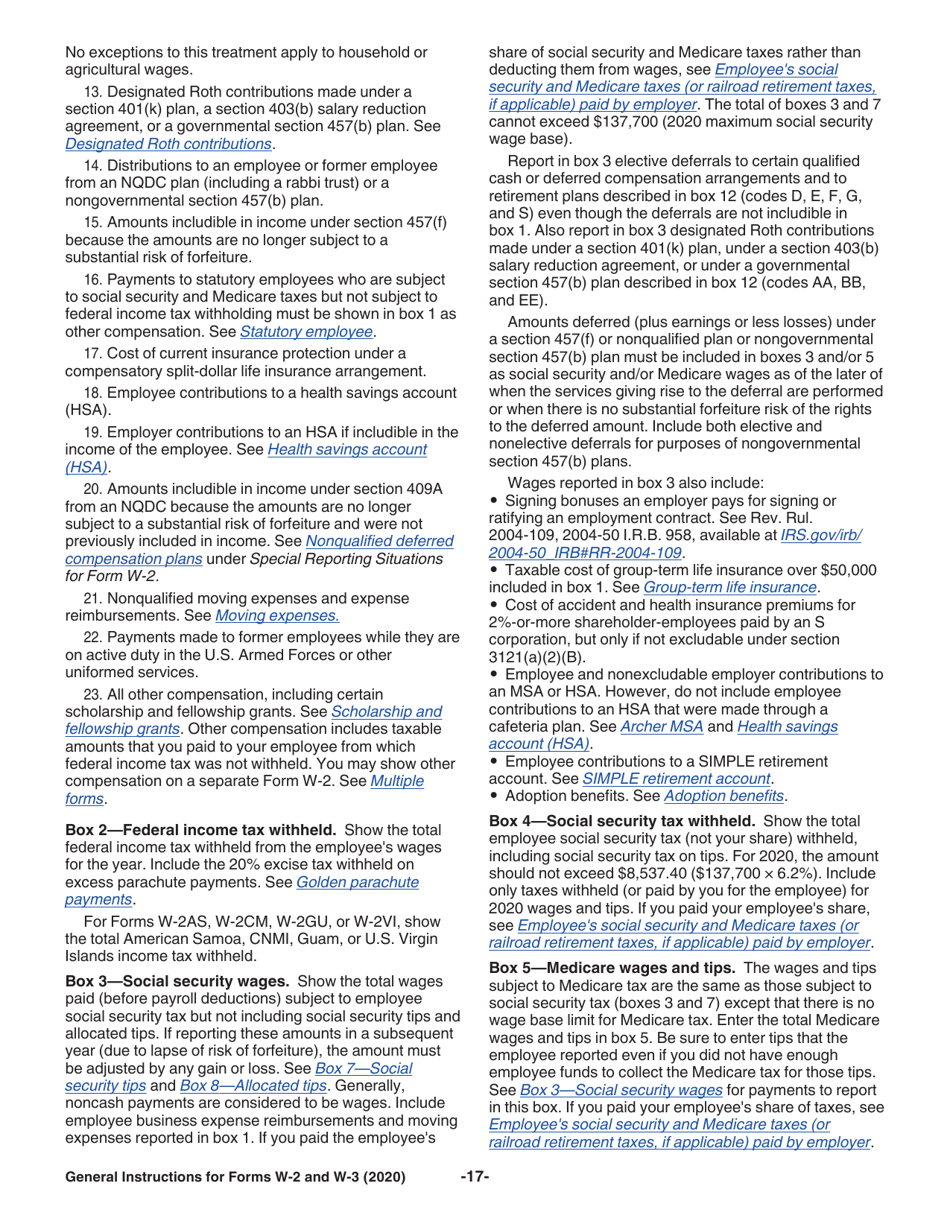 Instructions for IRS Form W-2, W-3, W-2AS, W-2CM, W-2GU, W-2VI, W-3SS, W-2C, W-3C, Page 17