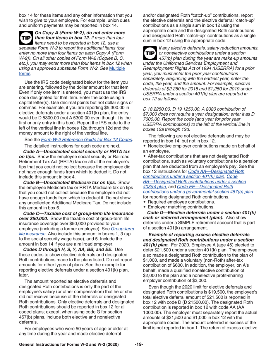 Instructions for IRS Form W-2, W-3, W-2AS, W-2CM, W-2GU, W-2VI, W-3SS, W-2C, W-3C, Page 19