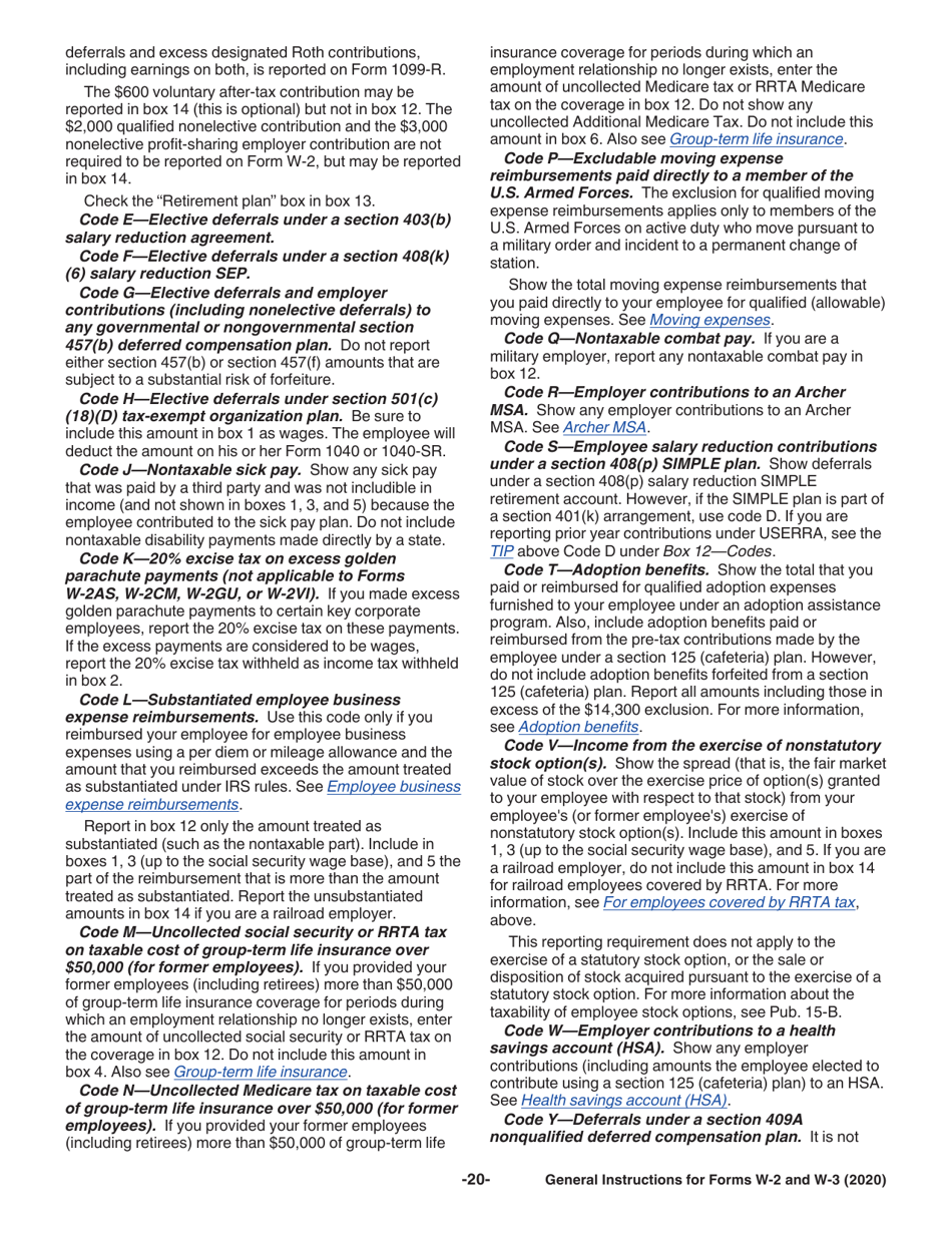 Instructions for IRS Form W-2, W-3, W-2AS, W-2CM, W-2GU, W-2VI, W-3SS, W-2C, W-3C, Page 20