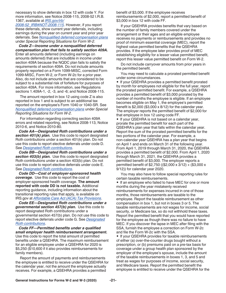 Instructions for IRS Form W-2, W-3, W-2AS, W-2CM, W-2GU, W-2VI, W-3SS, W-2C, W-3C, Page 21