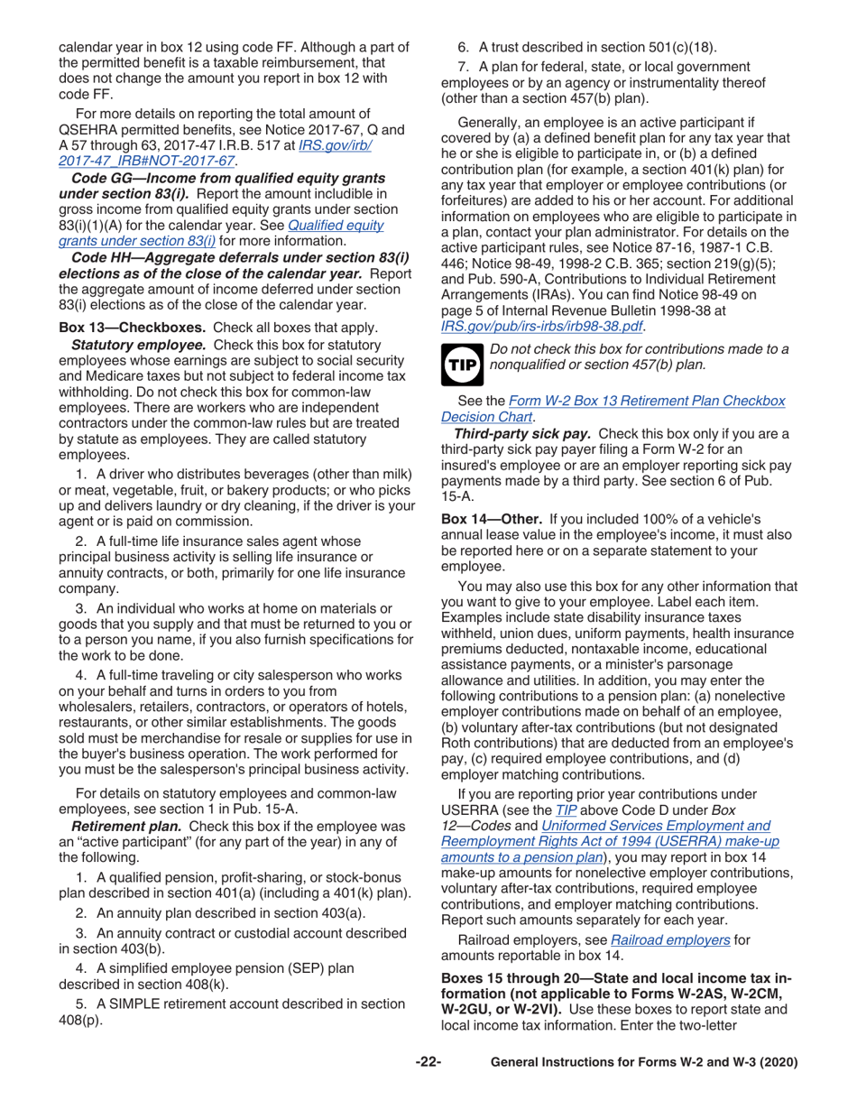 Instructions for IRS Form W-2, W-3, W-2AS, W-2CM, W-2GU, W-2VI, W-3SS, W-2C, W-3C, Page 22