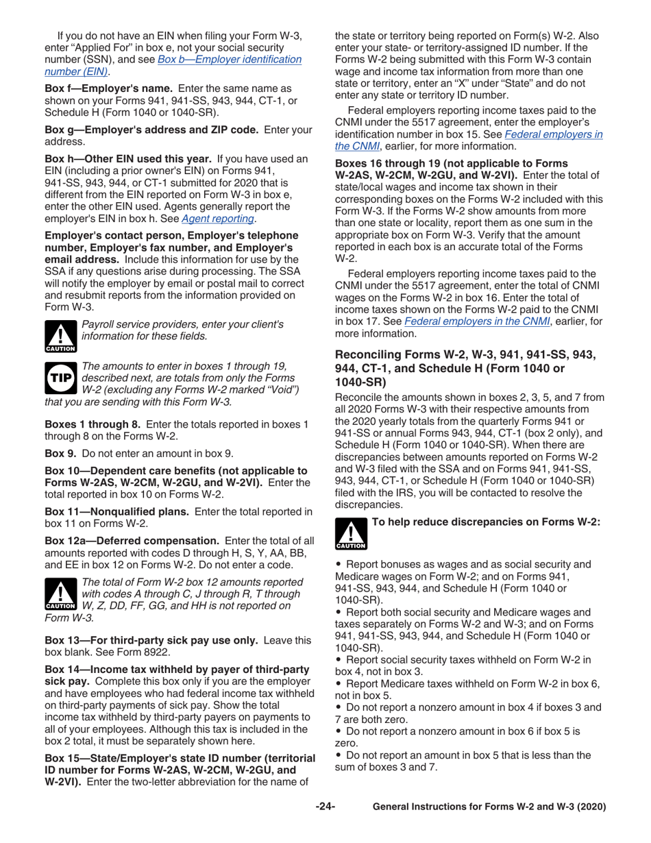 Instructions for IRS Form W-2, W-3, W-2AS, W-2CM, W-2GU, W-2VI, W-3SS, W-2C, W-3C, Page 24