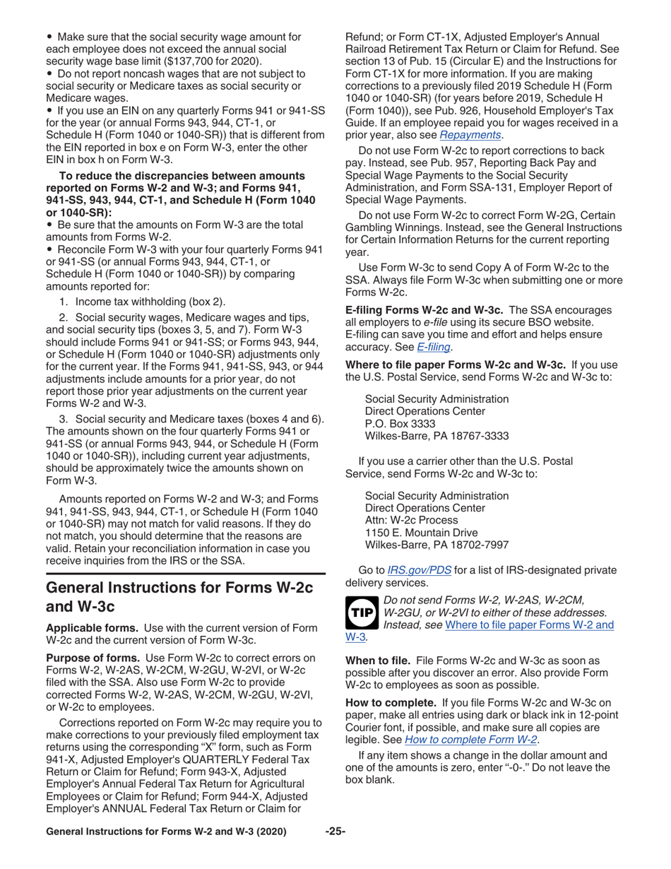 Instructions for IRS Form W-2, W-3, W-2AS, W-2CM, W-2GU, W-2VI, W-3SS, W-2C, W-3C, Page 25
