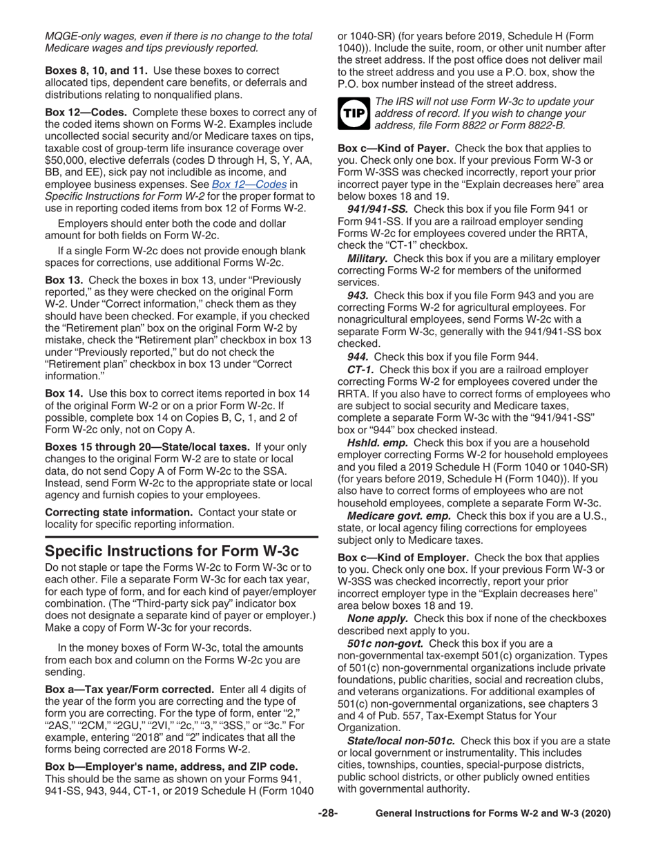 Instructions for IRS Form W-2, W-3, W-2AS, W-2CM, W-2GU, W-2VI, W-3SS, W-2C, W-3C, Page 28
