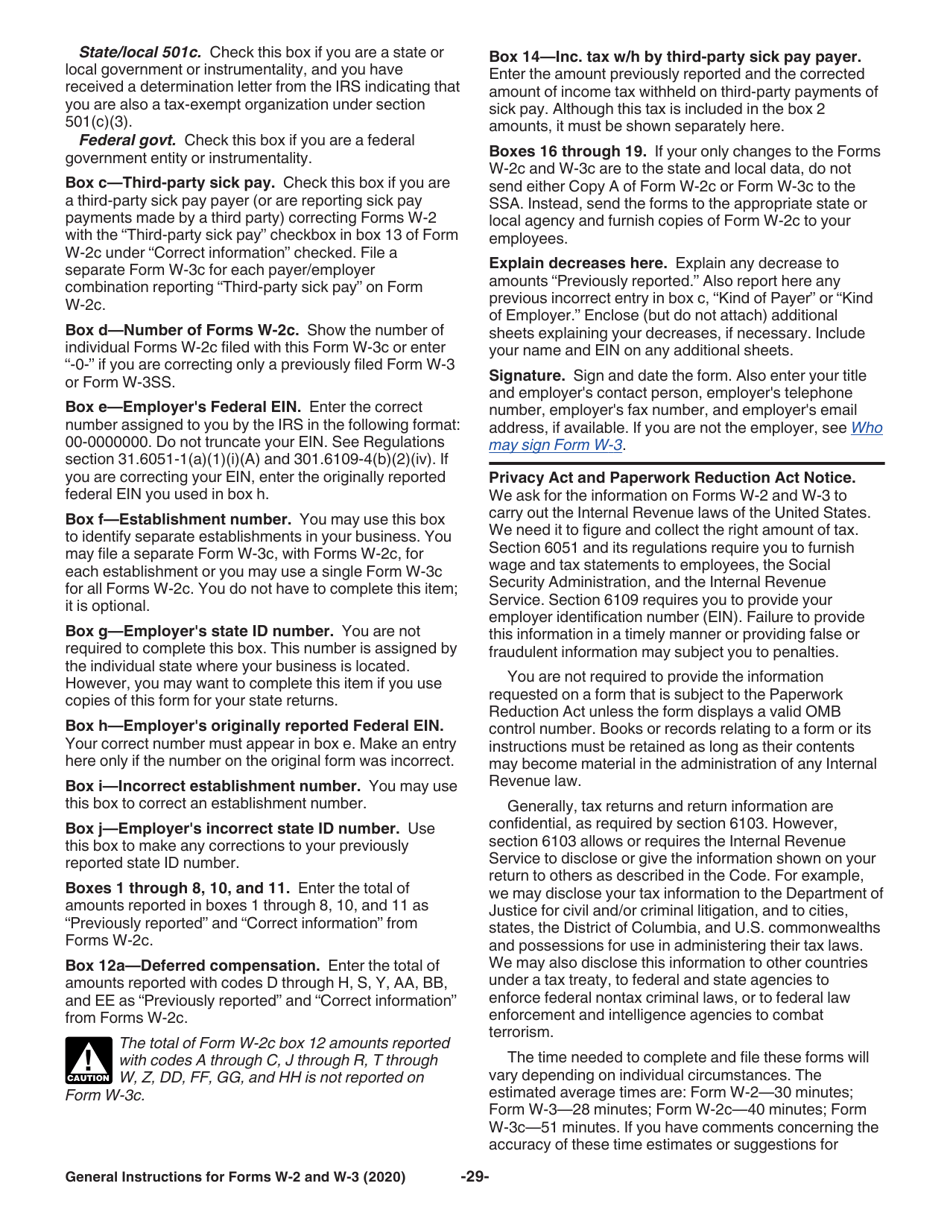 Instructions for IRS Form W-2, W-3, W-2AS, W-2CM, W-2GU, W-2VI, W-3SS, W-2C, W-3C, Page 29