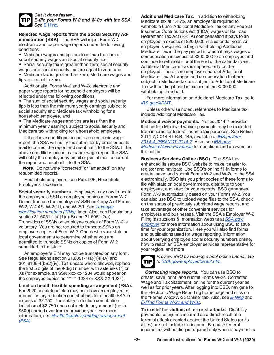 Instructions for IRS Form W-2, W-3, W-2AS, W-2CM, W-2GU, W-2VI, W-3SS, W-2C, W-3C, Page 2