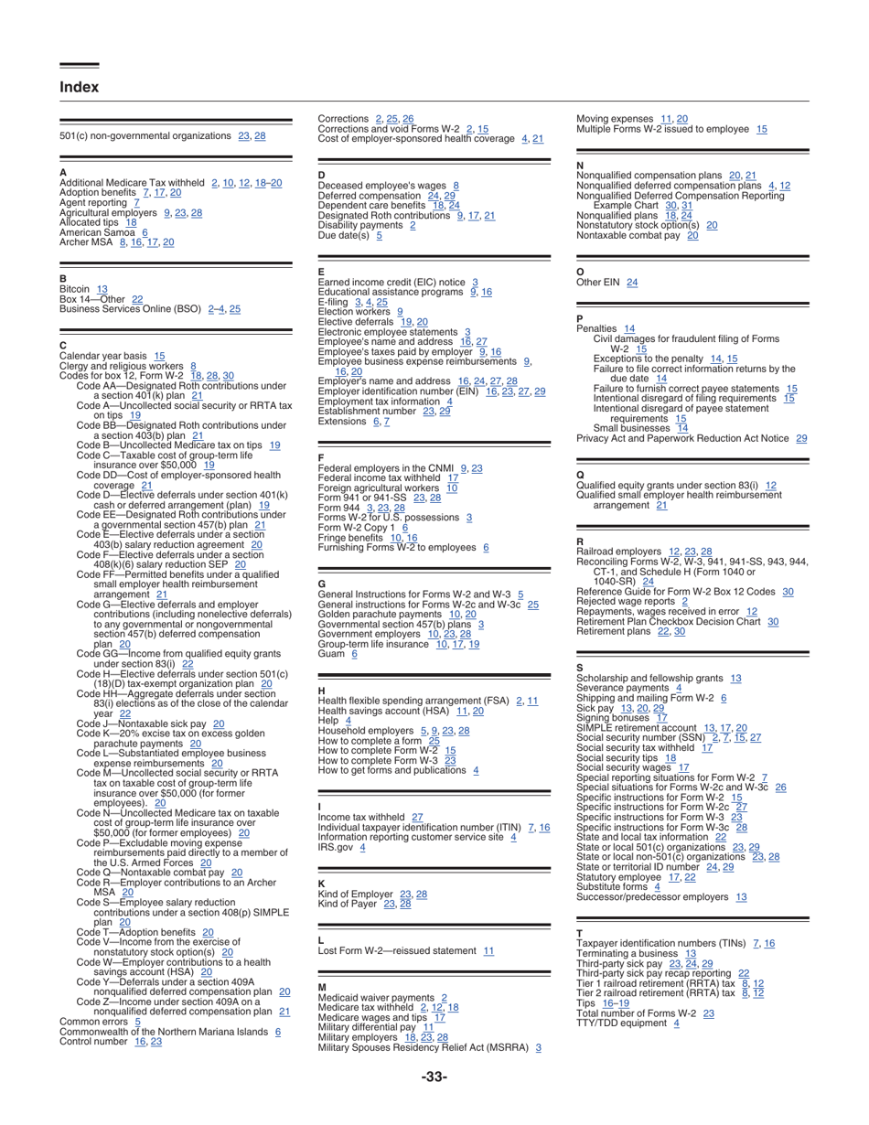 Instructions for IRS Form W-2, W-3, W-2AS, W-2CM, W-2GU, W-2VI, W-3SS, W-2C, W-3C, Page 33