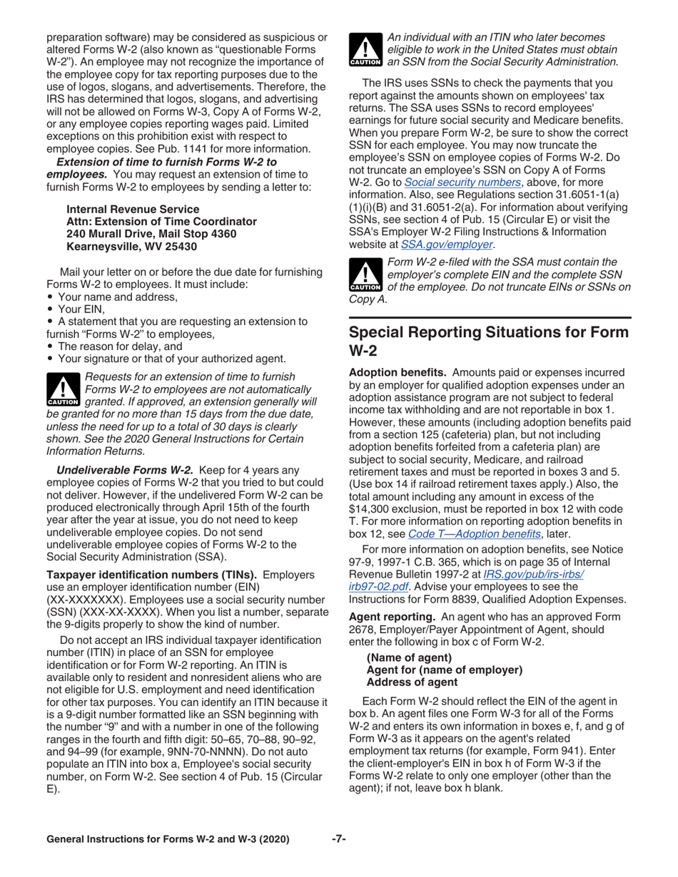 Instructions for IRS Form W-2, W-3, W-2AS, W-2CM, W-2GU, W-2VI, W-3SS, W-2C, W-3C, Page 7