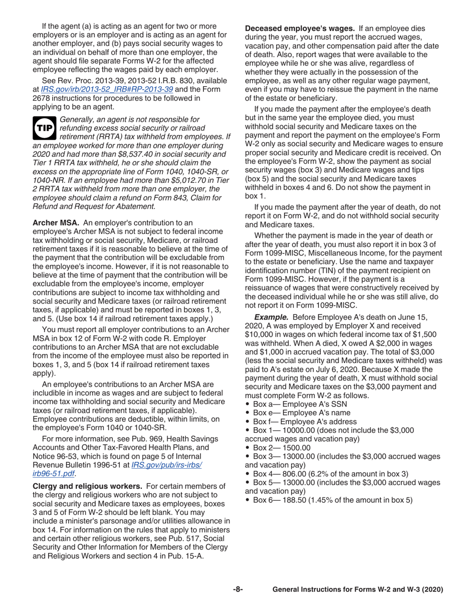 Instructions for IRS Form W-2, W-3, W-2AS, W-2CM, W-2GU, W-2VI, W-3SS, W-2C, W-3C, Page 8