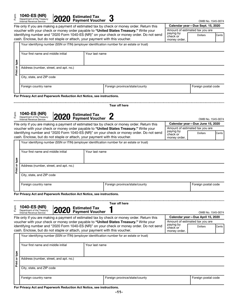 IRS Form 1040-ES (NR) U.S. Estimated Tax for Nonresident Alien Individuals, Page 11