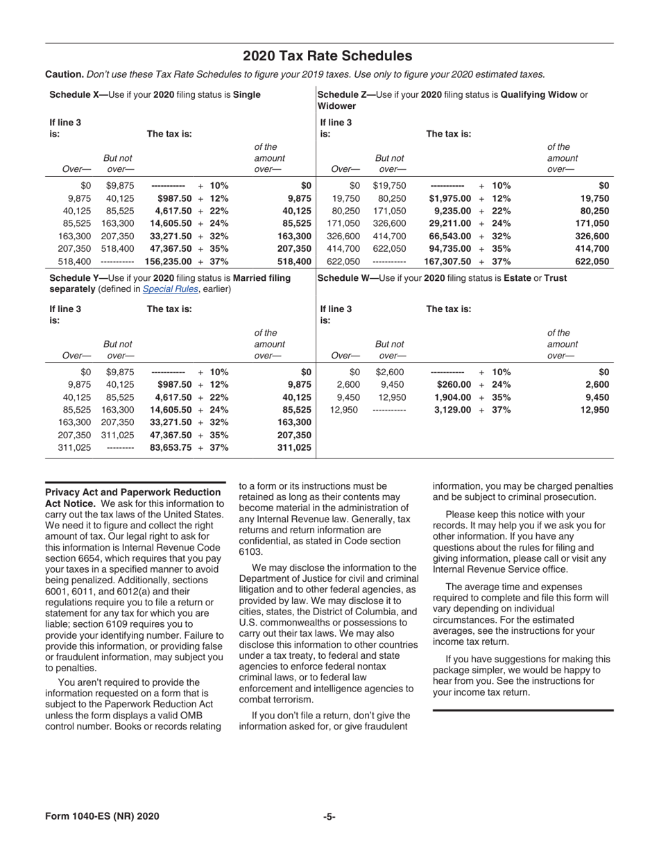 IRS Form 1040-ES (NR) U.S. Estimated Tax for Nonresident Alien Individuals, Page 5