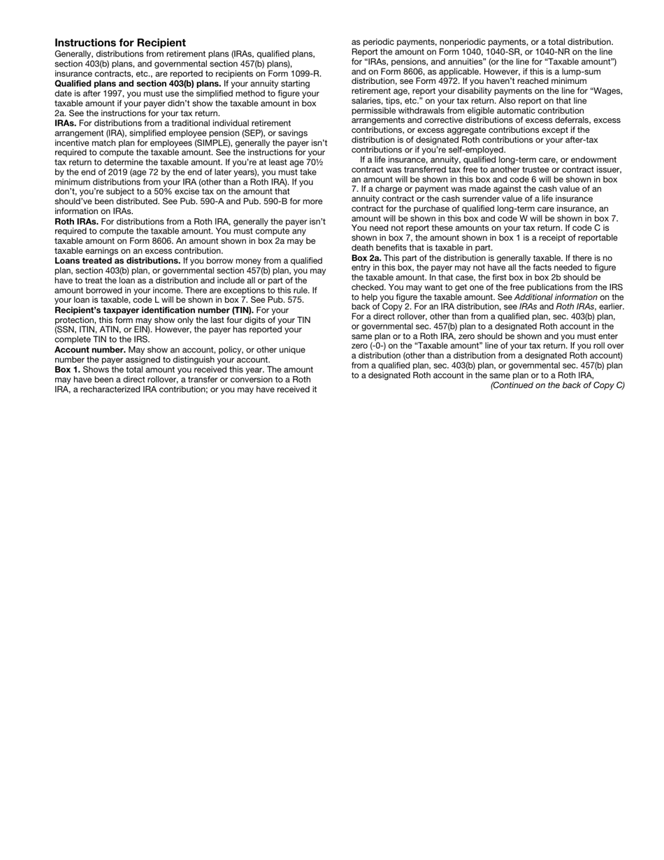 IRS Form 1099-R Distributions From Pensions, Annuities, Retirement or Profit-Sharing Plans, IRAs, Insurance Contracts, Etc., Page 5