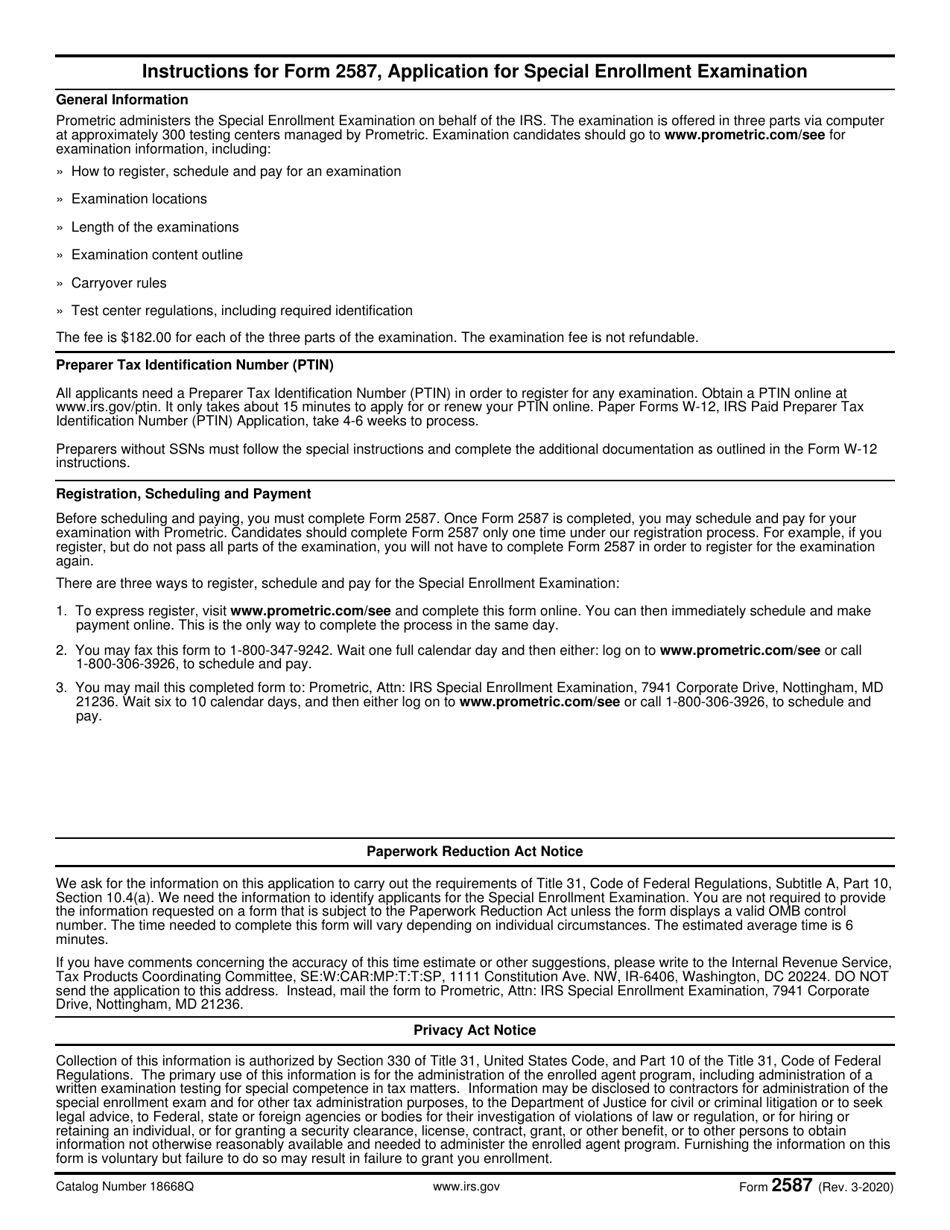 IRS Form 2587 Application for Special Enrollment Examination, Page 2