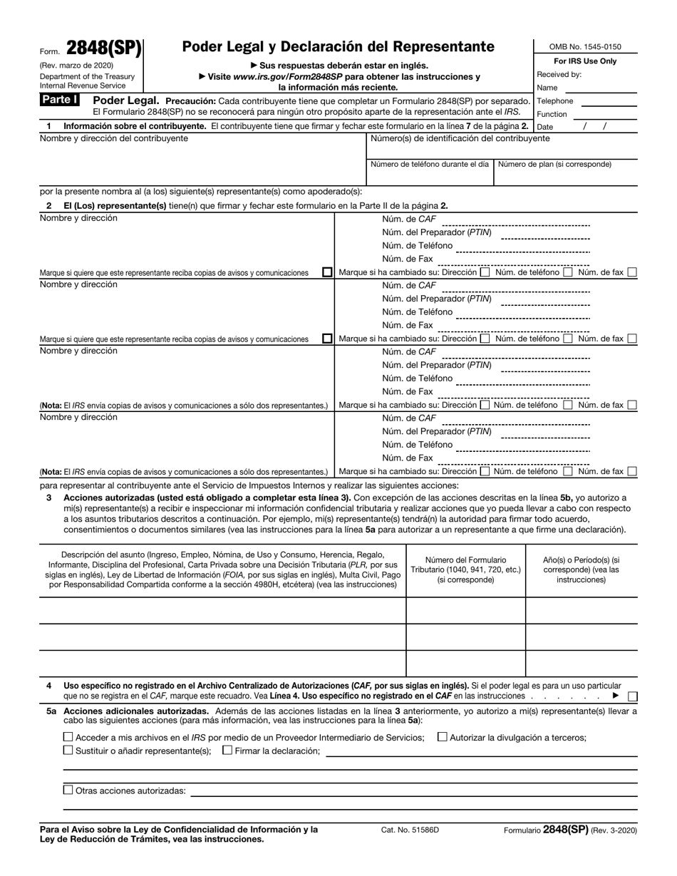 Irs formulario 2848 sp fill out sign online and download fillable