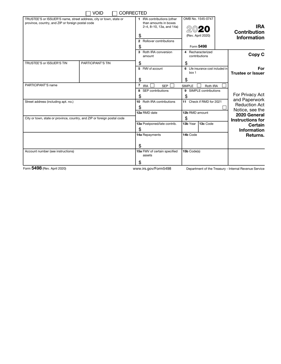 IRS Form 5498 Ira Contribution Information, Page 5