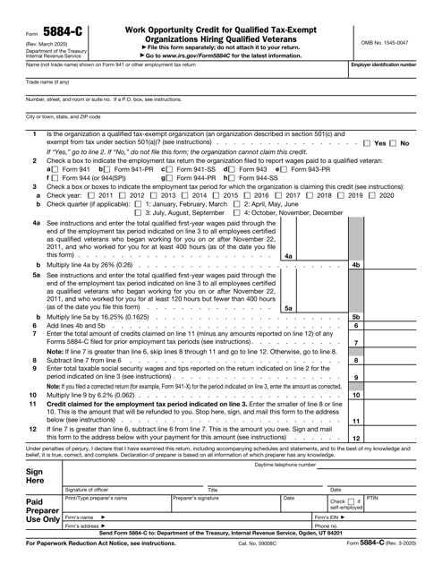 IRS Form 5884-C  Printable Pdf