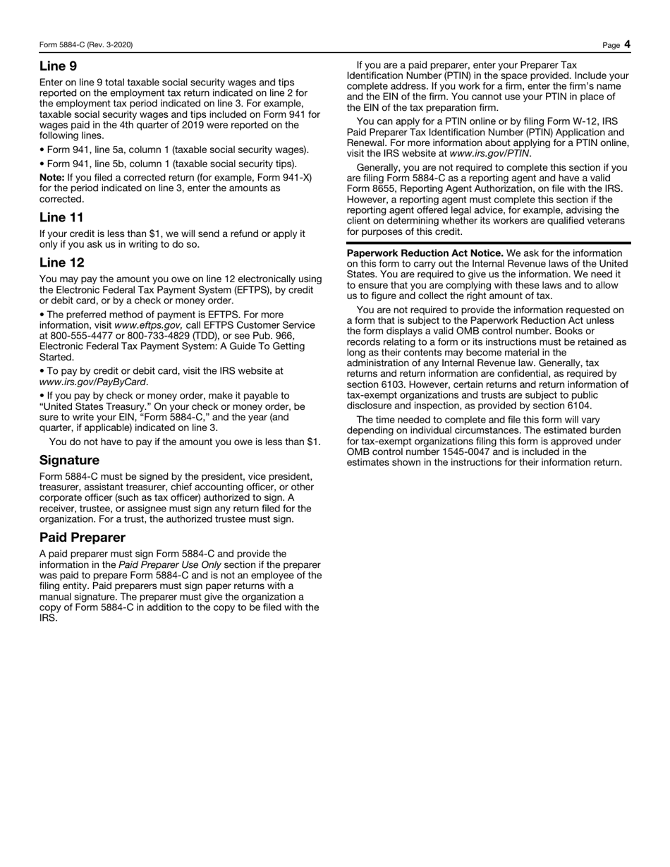 IRS Form 5884-C Work Opportunity Credit for Qualified Tax-Exempt Organizations Hiring Qualified Veterans, Page 4