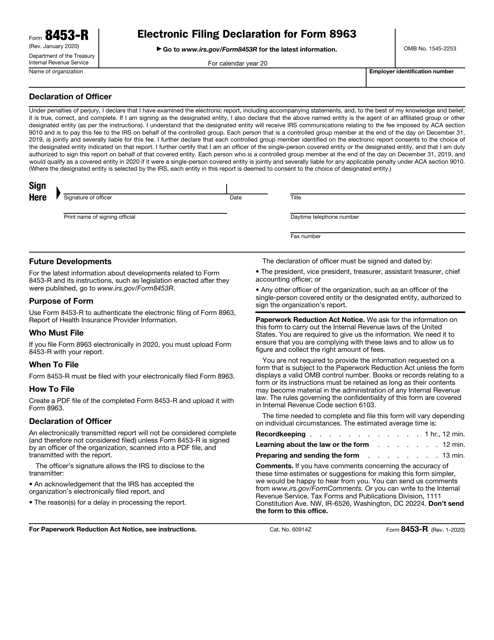 IRS Form 8453-R Electronic Filing Declaration for Form 8963