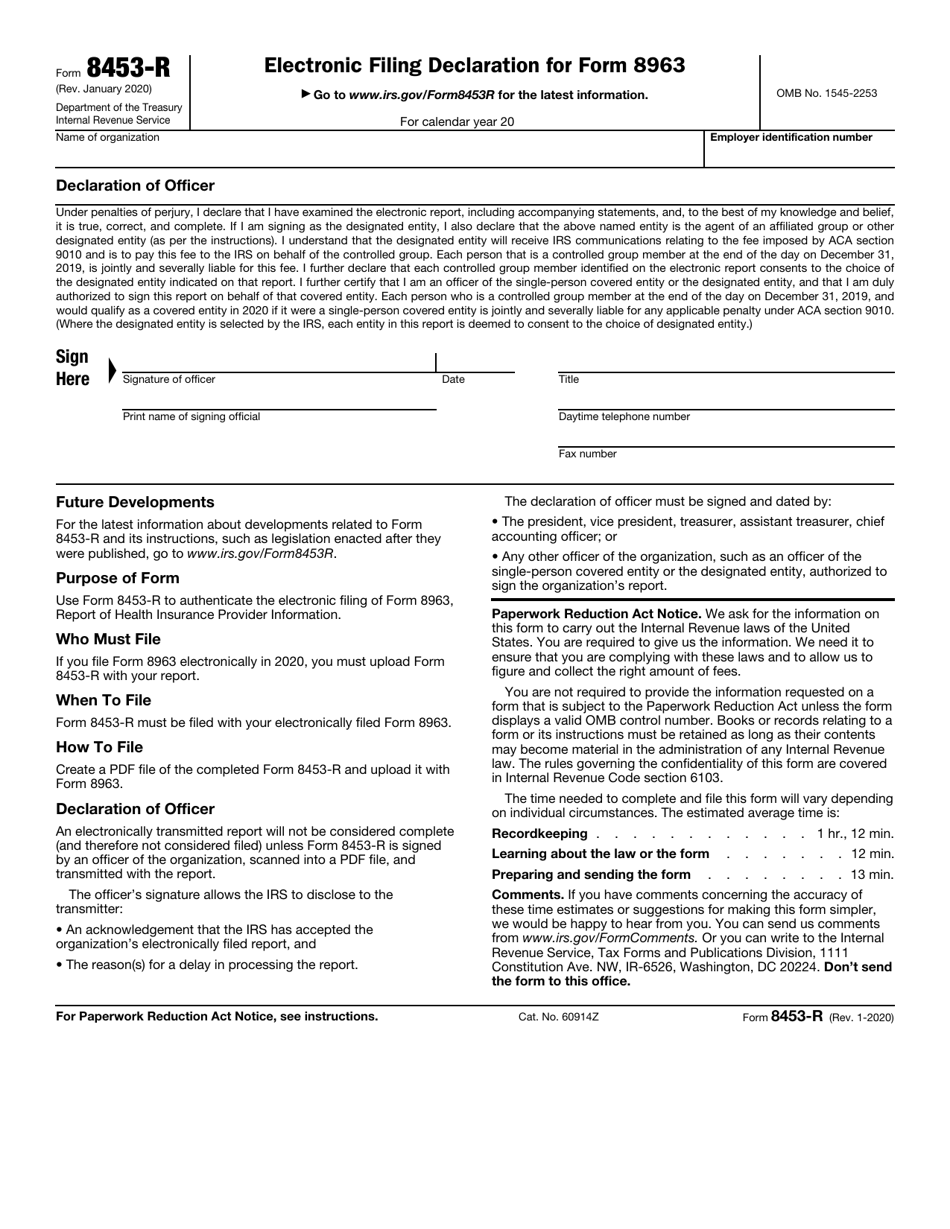 IRS Form 8453 R Download Fillable PDF Or Fill Online Electronic Filing 