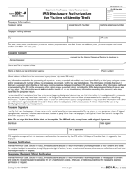 IRS Form 8821-A IRS Disclosure Authorization for Victims of Identity Theft