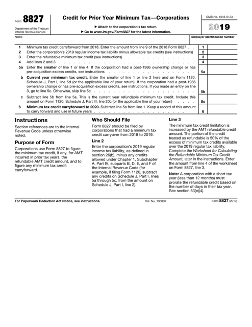 IRS Form 8827 2019 Printable Pdf
