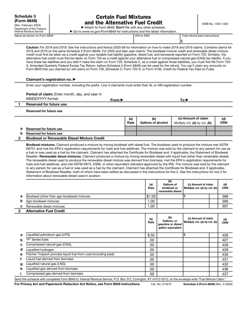 IRS Form 8849 Schedule 3  Printable Pdf