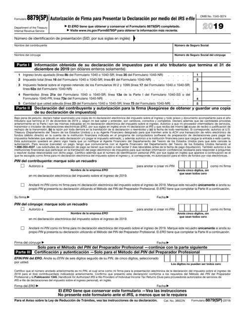 IRS Formulario 8879(SP) 2019 Printable Pdf