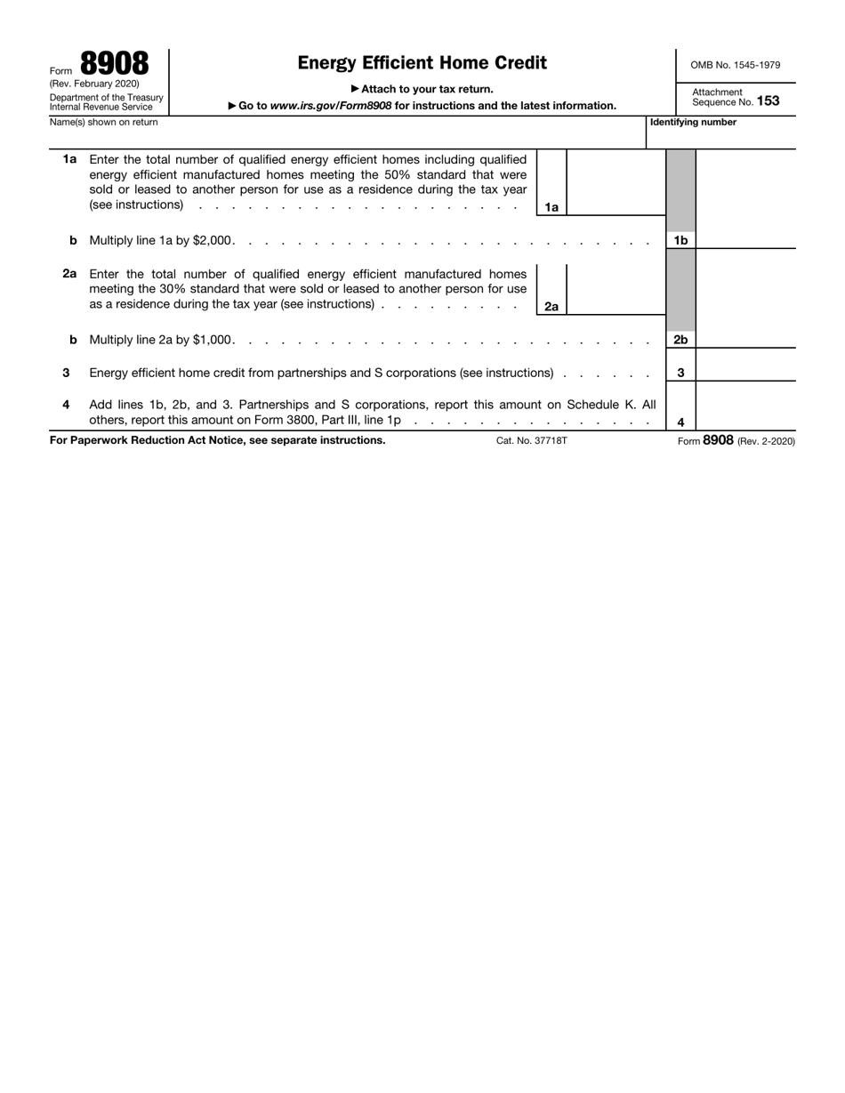 IRS Form 8908 Download Fillable PDF or Fill Online Energy Efficient ...