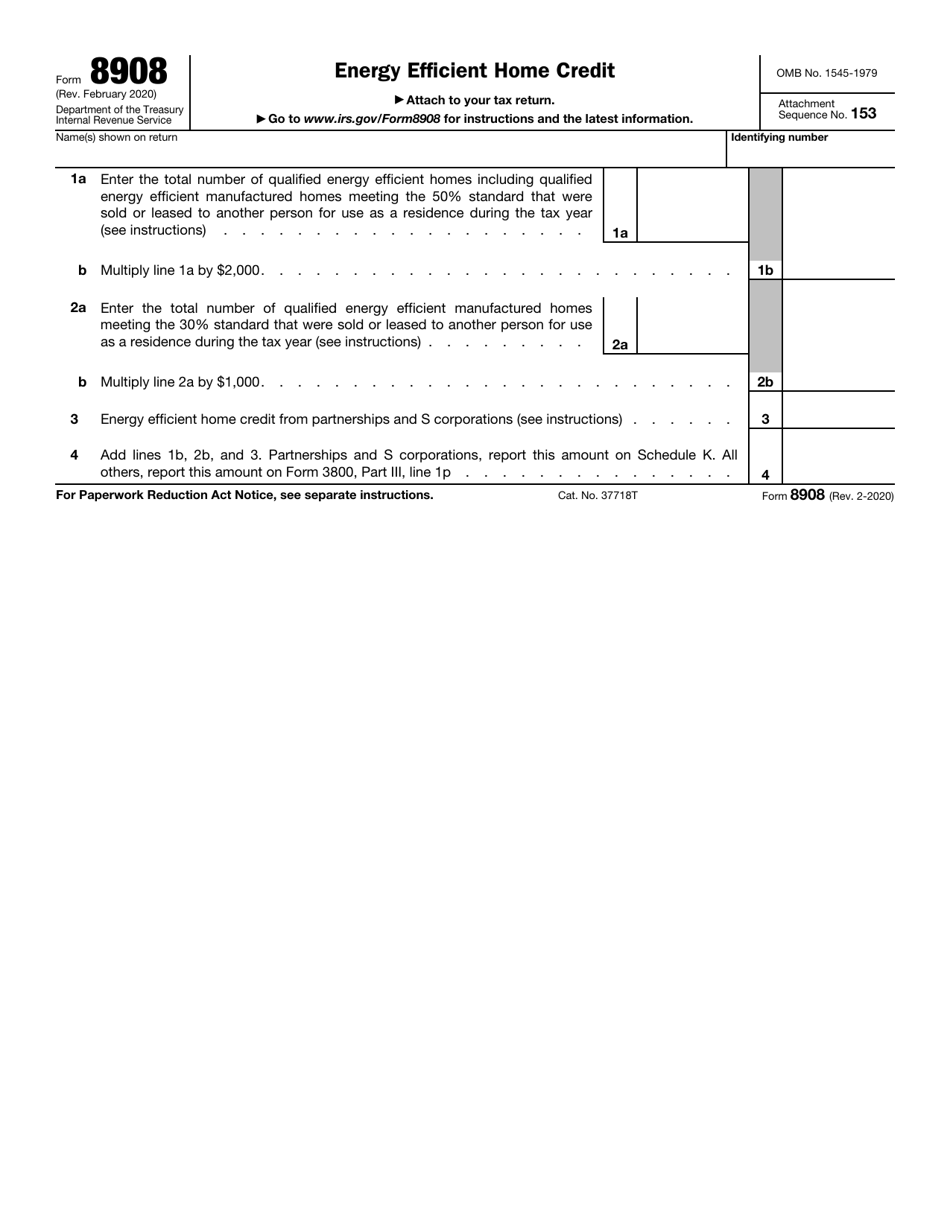 IRS Form 8908 Energy Efficient Home Credit, Page 1