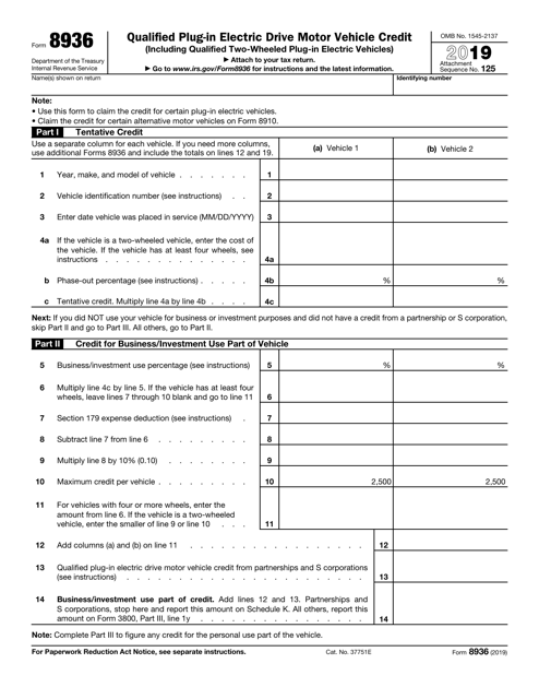 IRS Form 8936 2019 Printable Pdf