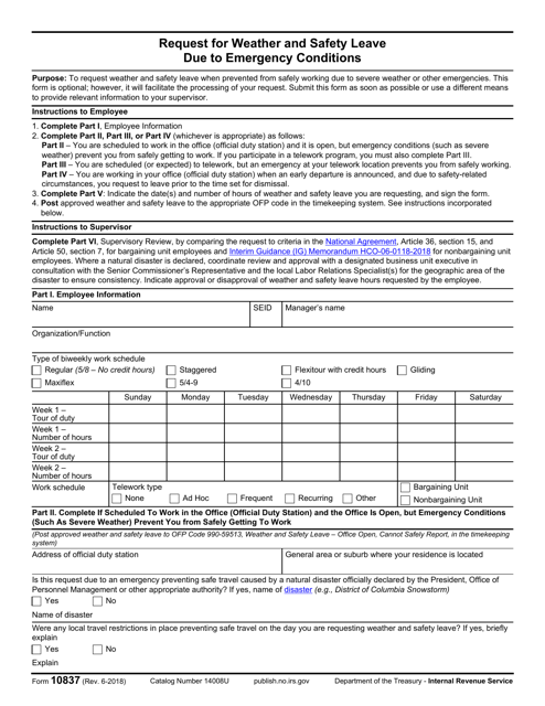 IRS Form 10837  Printable Pdf
