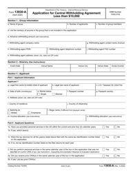 IRS Form 13930-A Application for Central Withholding Agreement Less Than $10,000