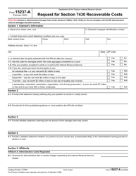 IRS Form 15237-A Request for Section 7430 Recoverable Costs