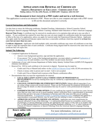 Application for Renewal of Certificate - Arizona