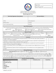 Document preview: Monitoring Visit Form - Arizona