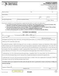 Document preview: Form AA-137A.1W Waiver of Hearing 1192-a Person Under 21 - New York