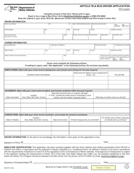 Form DS-870 &quot;Article 19-a Bus Driver Application&quot; - New York