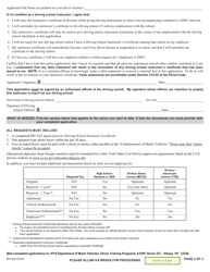 Form MV-523 Application for Driving School Instructor Certificate - New York, Page 2