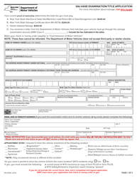 Form MV-83SAL Salvage Examination/Title Application - New York